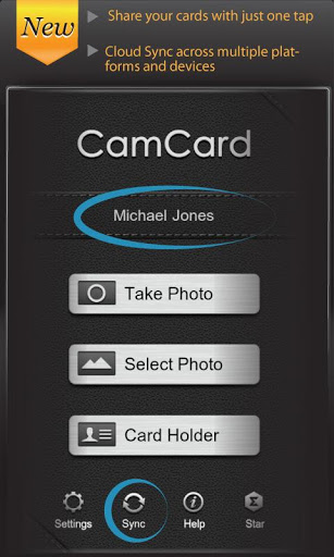 camcard homescreen