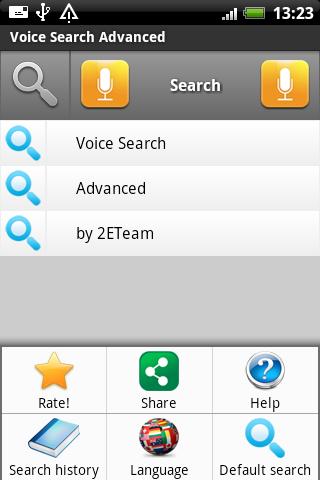 Voice Search Advanced menu