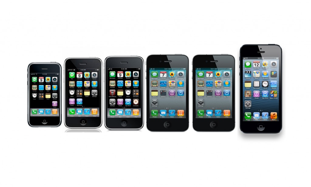 A sample of some of the remarkable changes made to the iOS interface over its 6 year history from the iPhone 1 to the iPhone 5